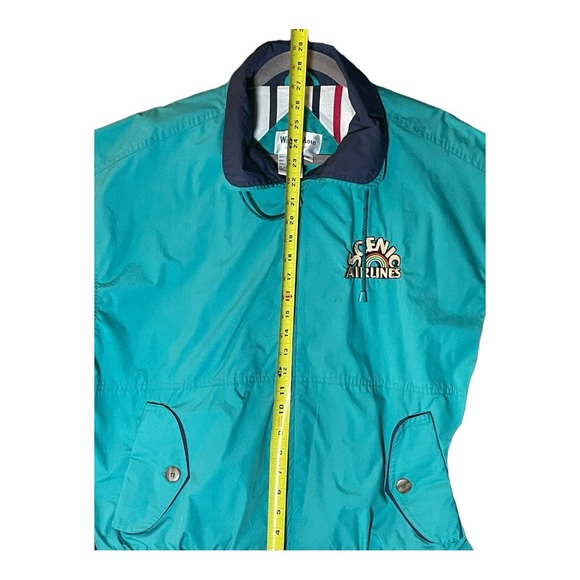 Vintage Scenic Airlines Jacket Unisex M Rainbow Teal Rare 80s 90s - Picture 8 of 9